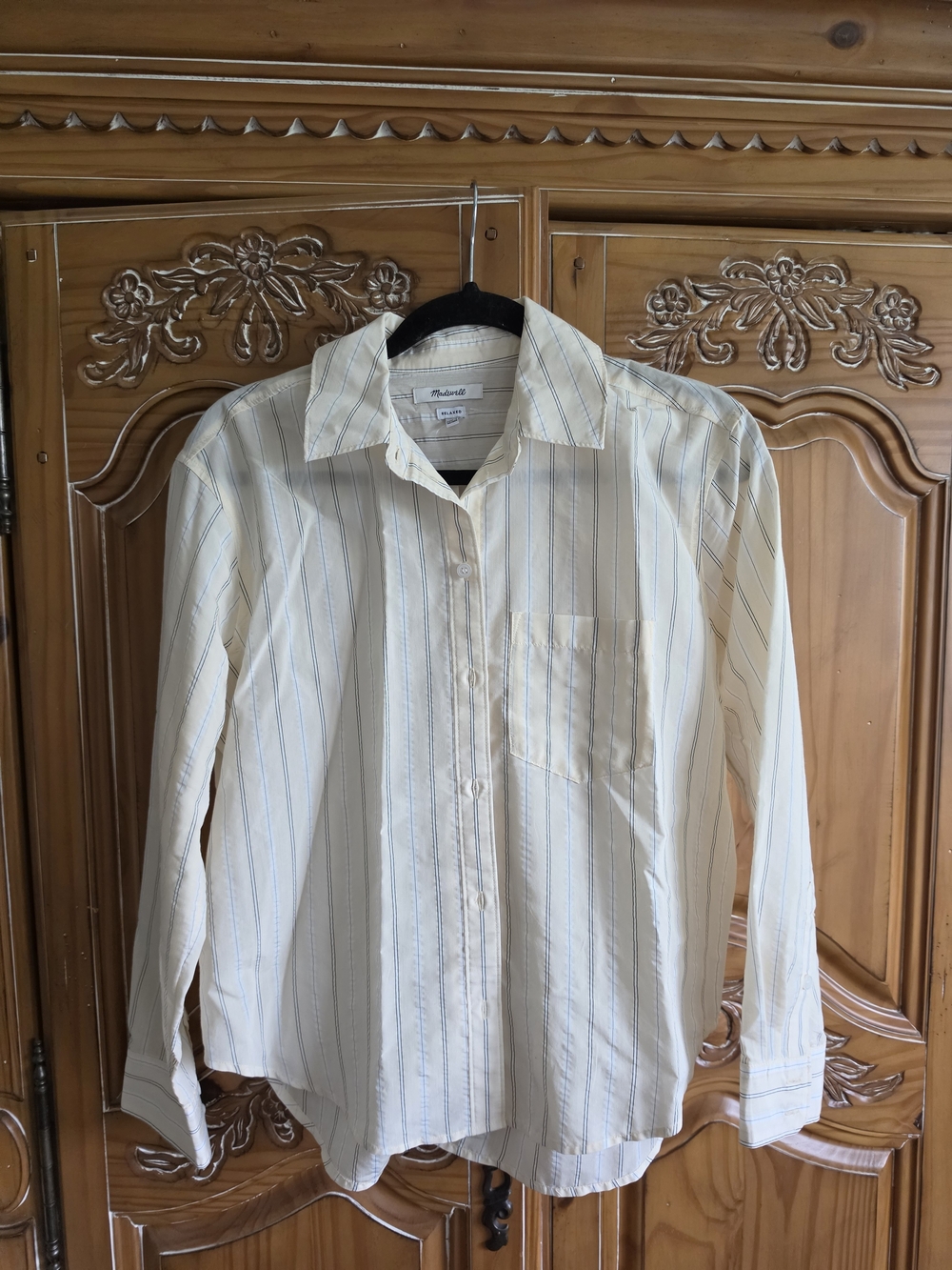 Madewell Striped Long-Sleeve Shirt in Cream - Classic Button-Down